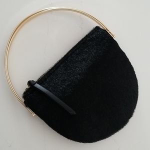 Fur Metal Frame Handle Purse
